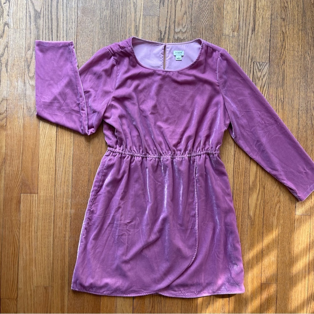 J Crew Velour Pink Long Sleeve Dress Size 14